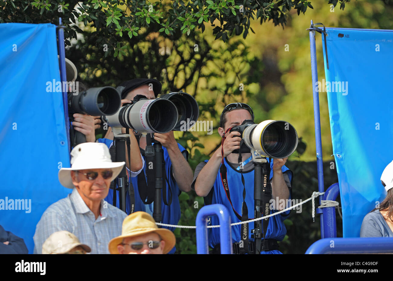 I fotografi con lungo lenti a Aegon International tennis championships in Eastbourne Regno Unito 2011 Foto Stock