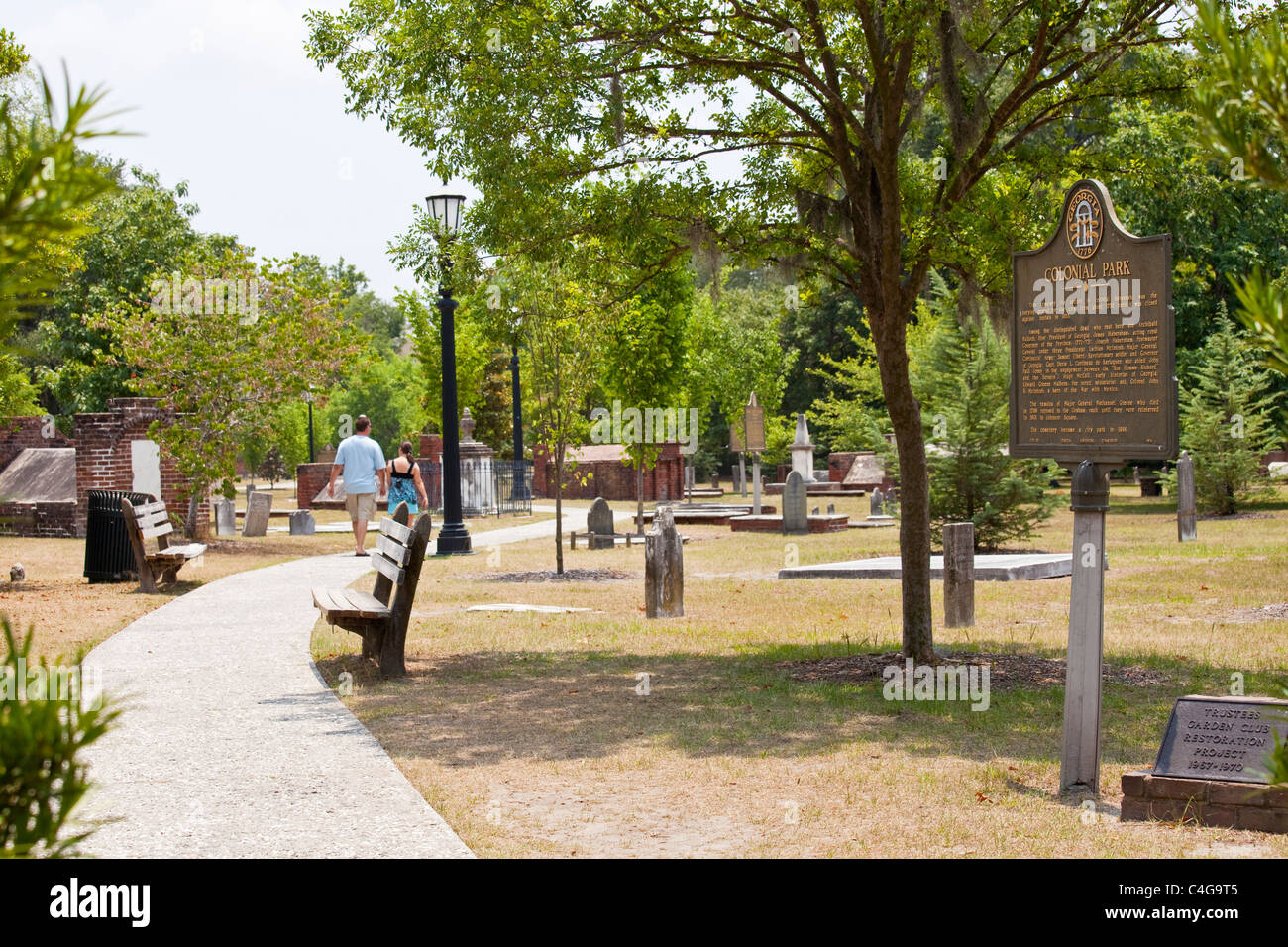 Parco coloniale cimitero, Savannah, Georgia Foto Stock