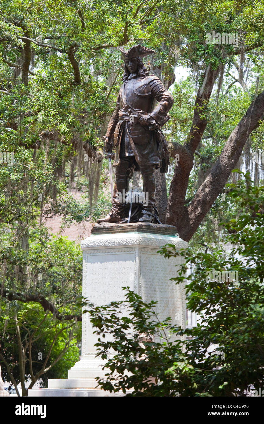 Fondatore coloniale, Generale Oglethorpe monumento, Chippewa Square a Savannah, Georgia Foto Stock