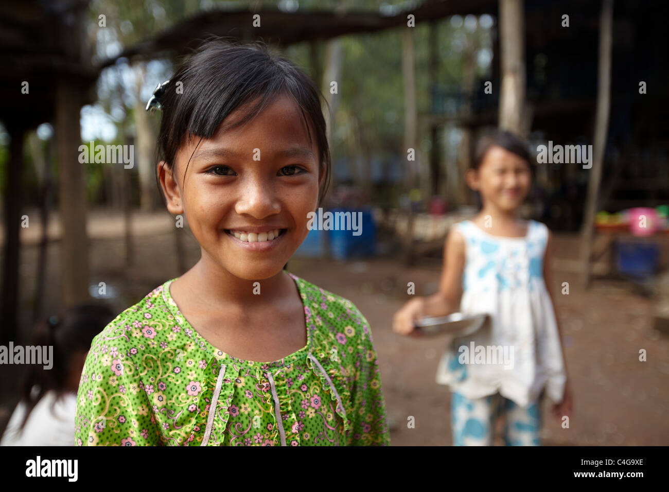 Una ragazza nr Cau Doc, Delta del Mekong, Vietnam Foto Stock