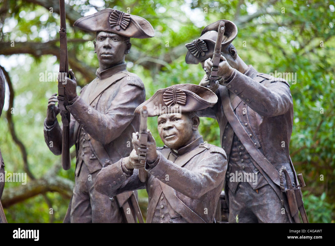 Monumento ai soldati haitiani che hanno combattuto nella guerra rivoluzionaria americana a Savannah, Georgia Foto Stock