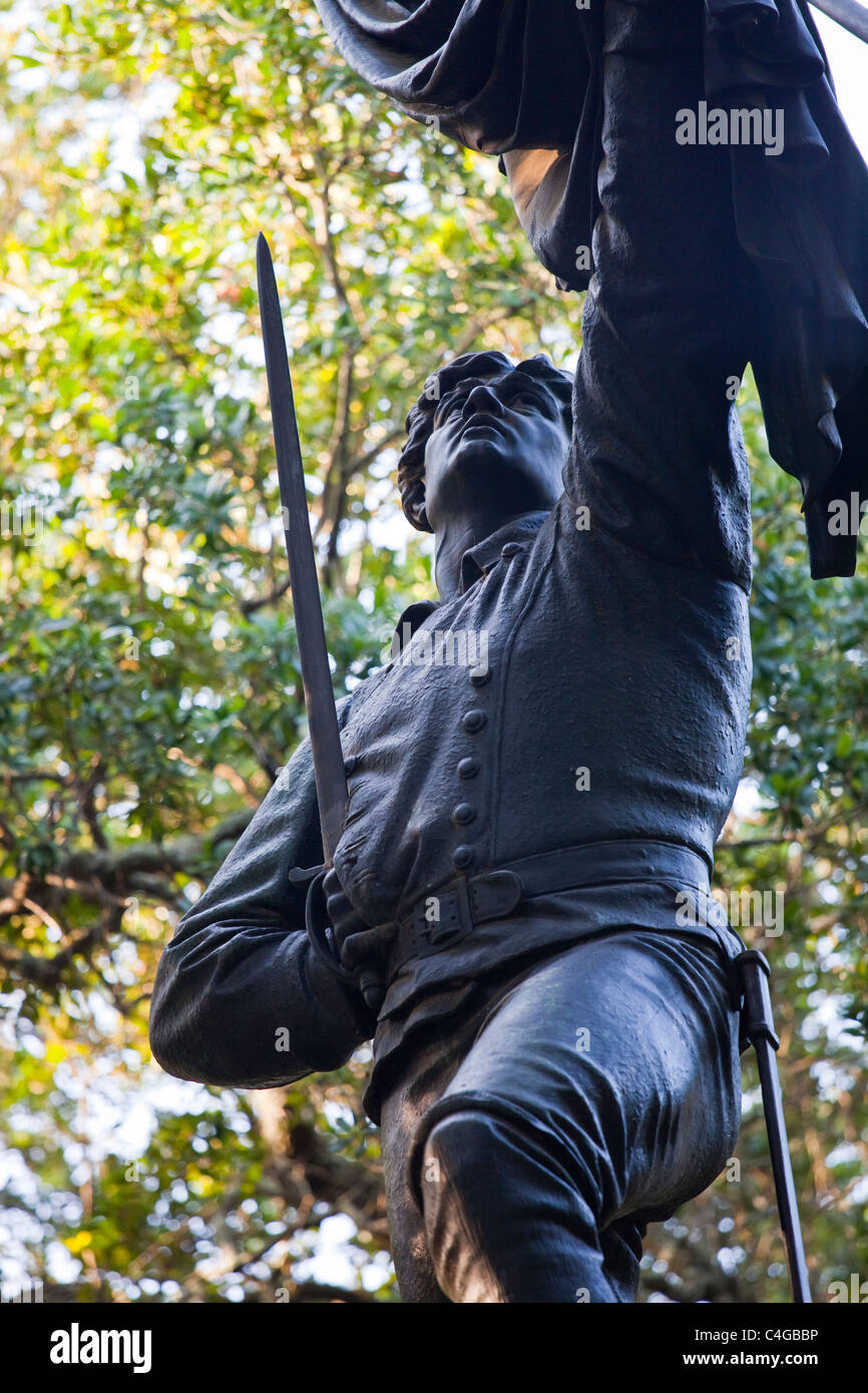 Monumento a Irish americani nella guerra rivoluzionaria, sergente William Jasper a Savannah, Georgia Foto Stock