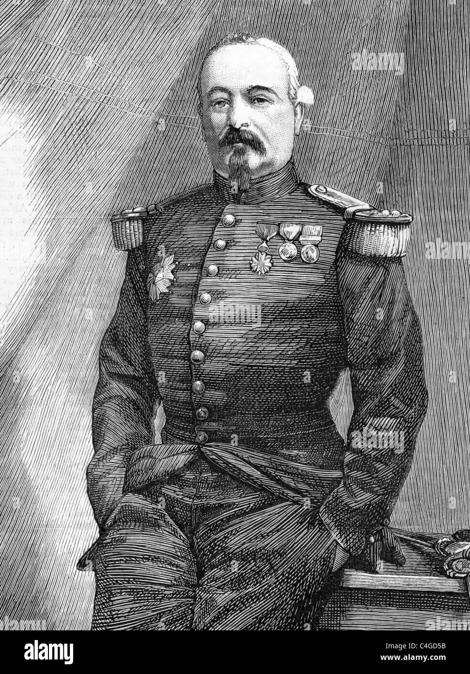 Francois Achille Bazaine (1811-1888) su incisione da 1870 pubblicato nel grafico. Maresciallo francese. Foto Stock