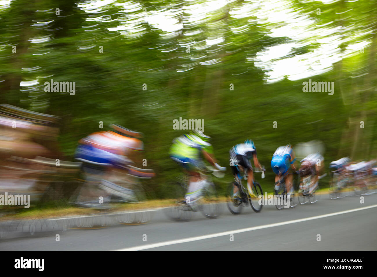 Il Tour de France passa attraverso nr Revel, Midi-Pirenei, Languedoc-Roussillon, Francia Foto Stock