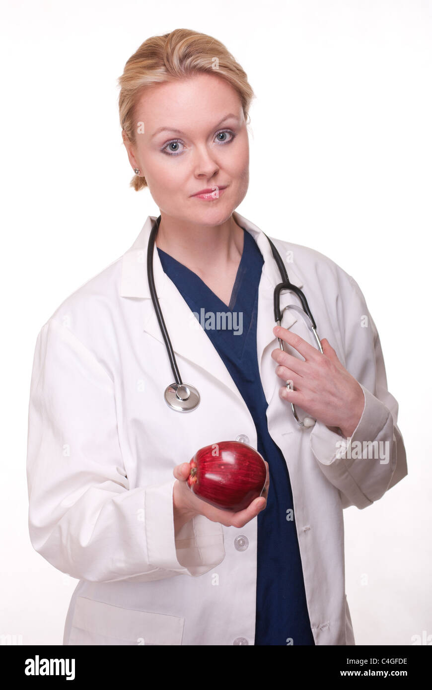 Fiducioso donna caucasica medico Foto Stock