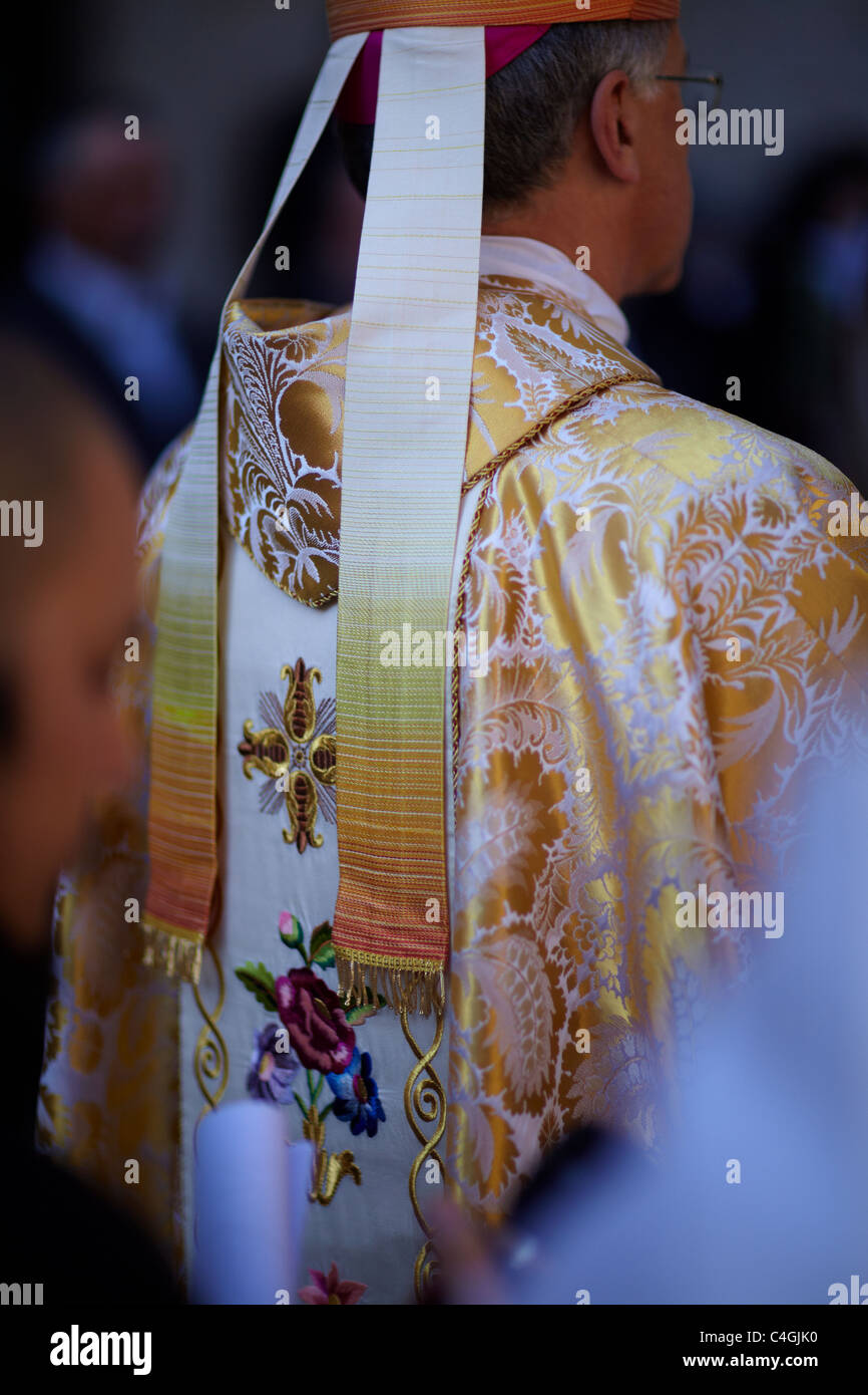 Processione a Sant'Eutizio Abbey, Umbria, Italia Foto Stock