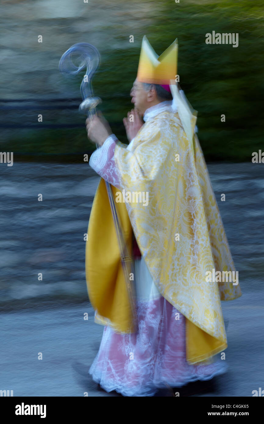 Processione a Sant'Eutizio Abbey, Umbria, Italia Foto Stock