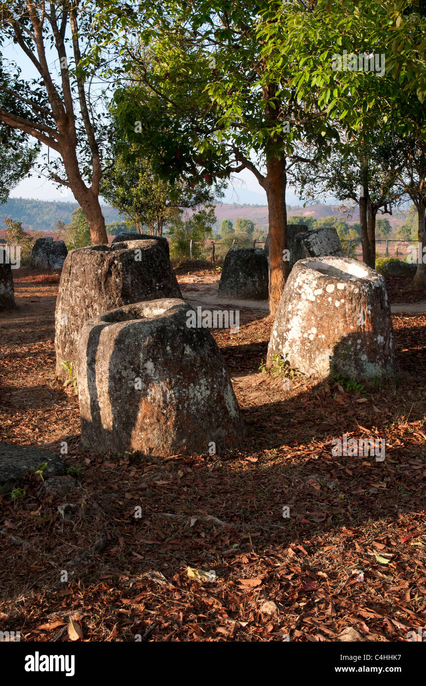 View all alba della famosa pianura di vasi in Laos Foto Stock