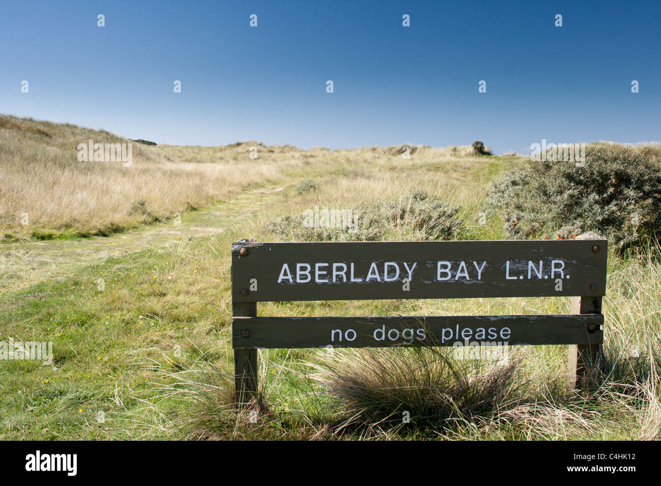 A Aberlady Bay a carattere locale segno di riserva Foto Stock