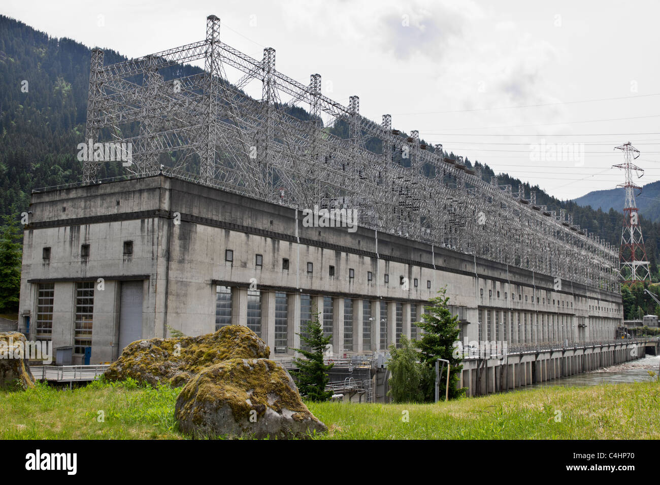 Bloccaggio di Bonneville Dam e potente Pietra Miliare Storica Nazionale Foto Stock