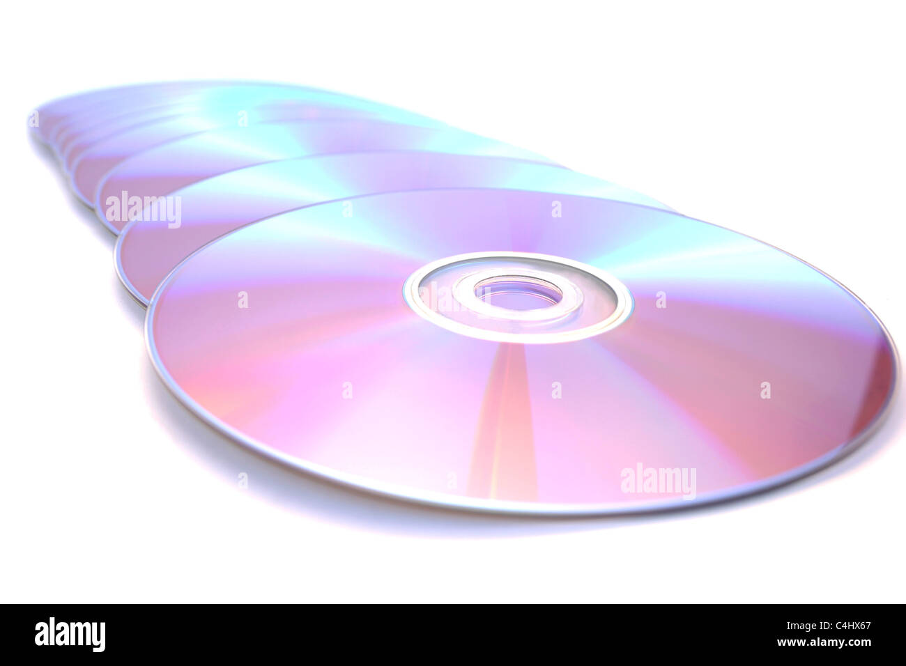 Molti DVD stampabili isolato su bianco. Foto Stock