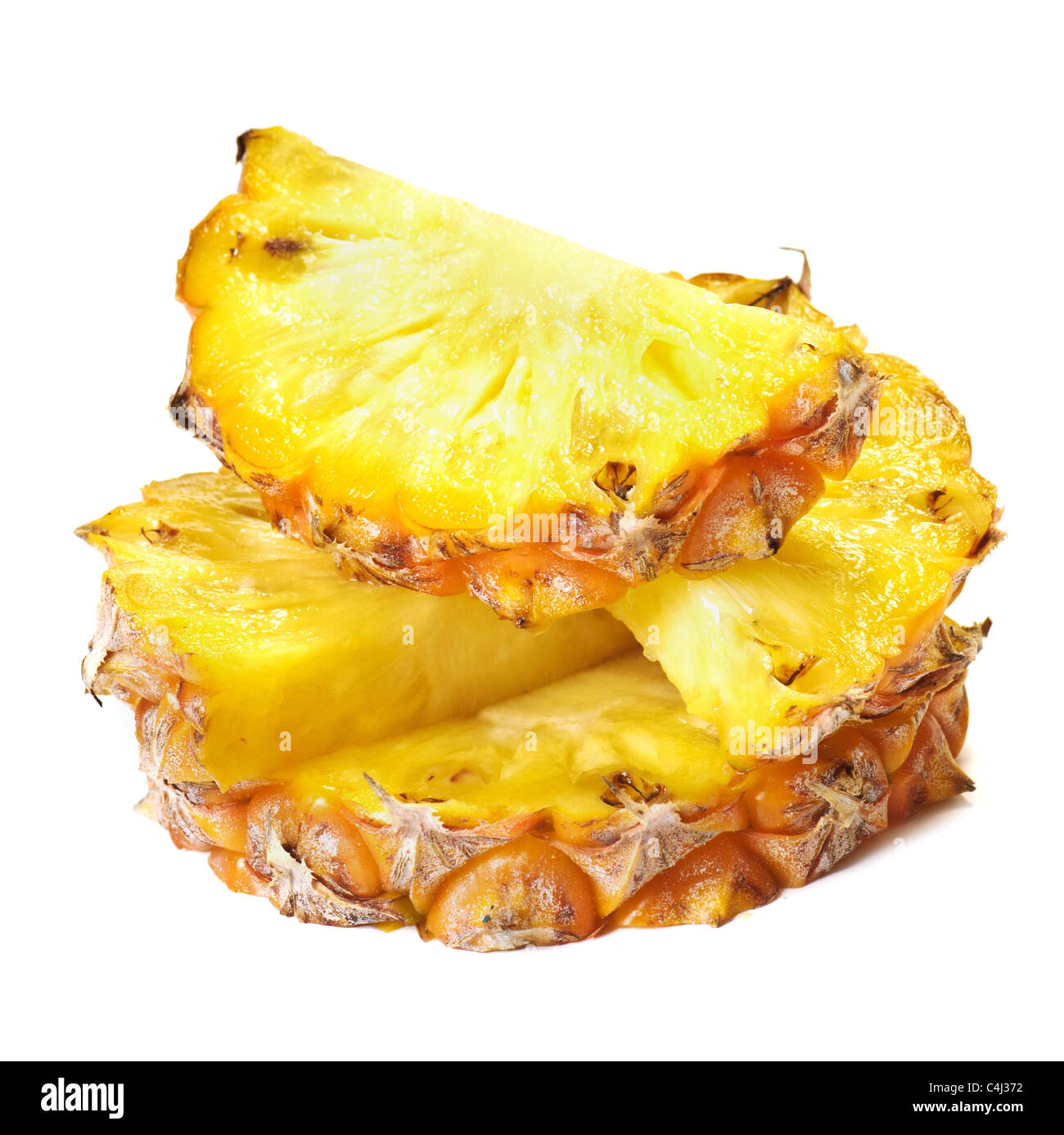 Fette di ananas isolate su sfondo bianco Foto Stock