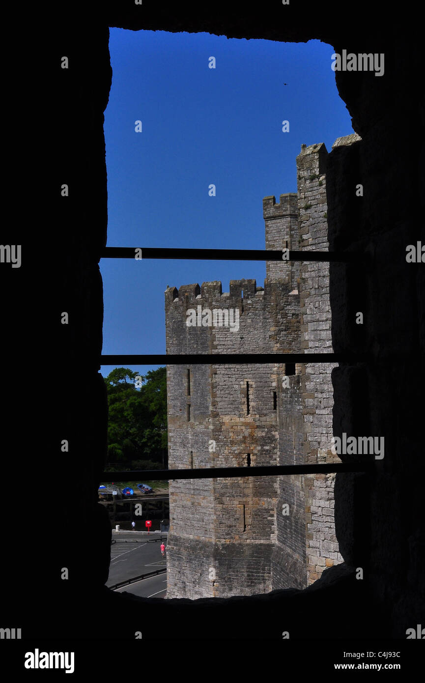 Caernarfon Castle, Galles. Foto Stock