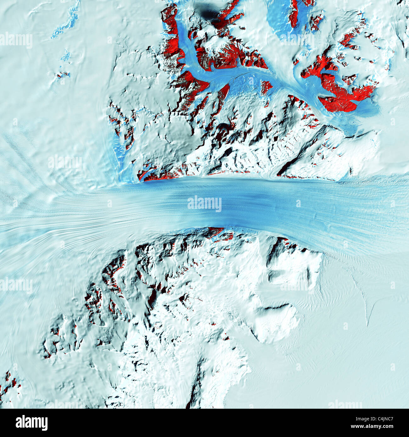 L'Antartide relativamente veloci Byrd ghiacciaio come dallo spazio in questo NASA immagine satellitare. Foto Stock