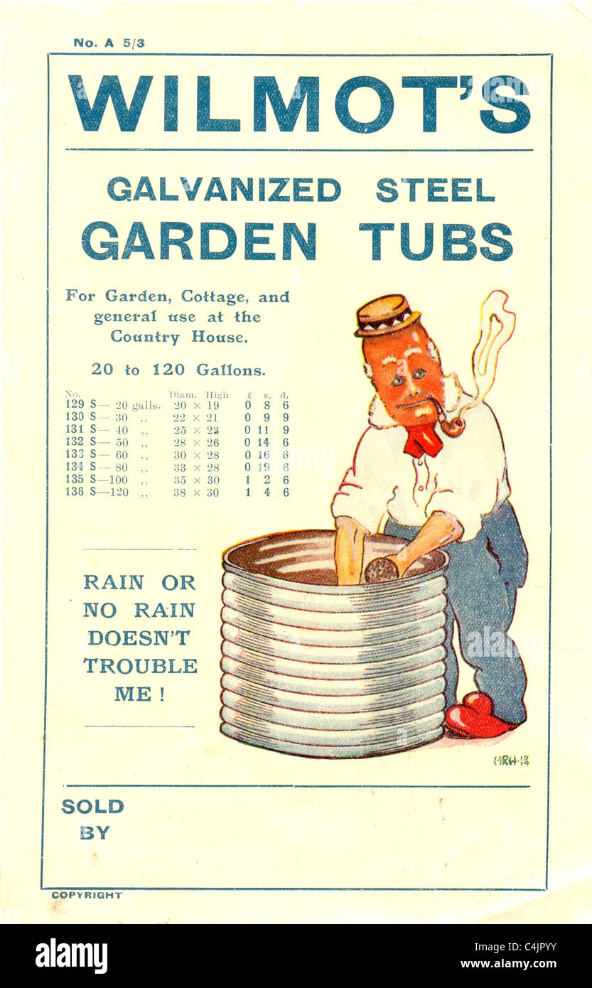 Opuscolo pubblicitario per Wilmot di vasche da giardino Foto Stock