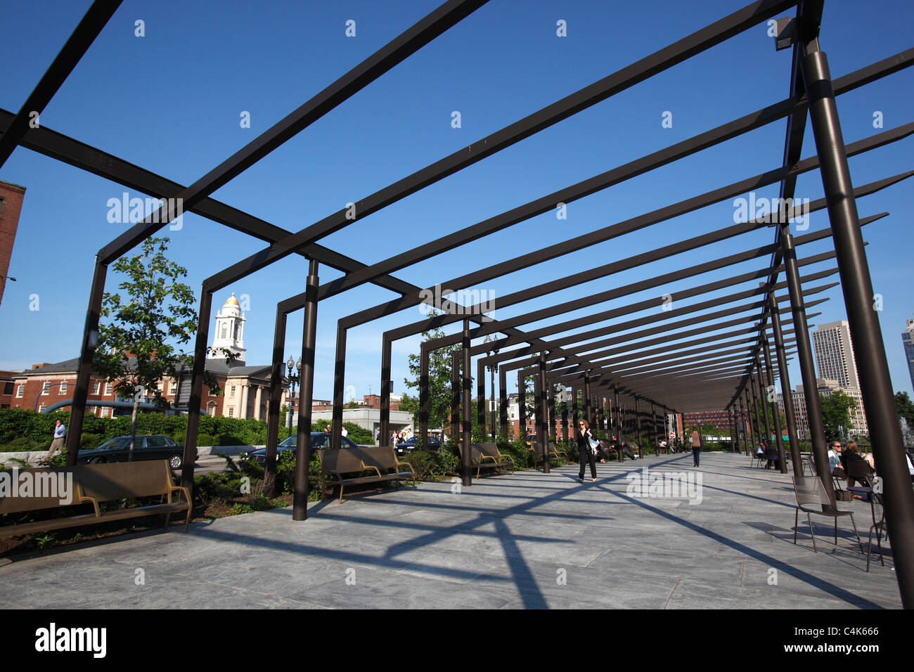 Aprire il Plaza on the Rose Kennedy Greenway, Boston, Massachusetts Foto Stock