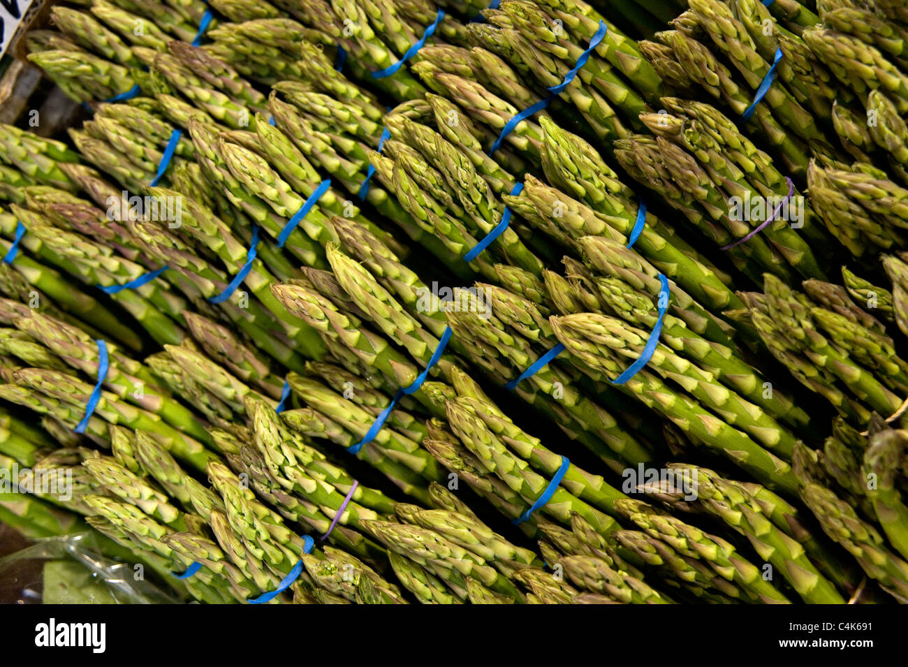 Gli asparagi verdi germogli Foto Stock
