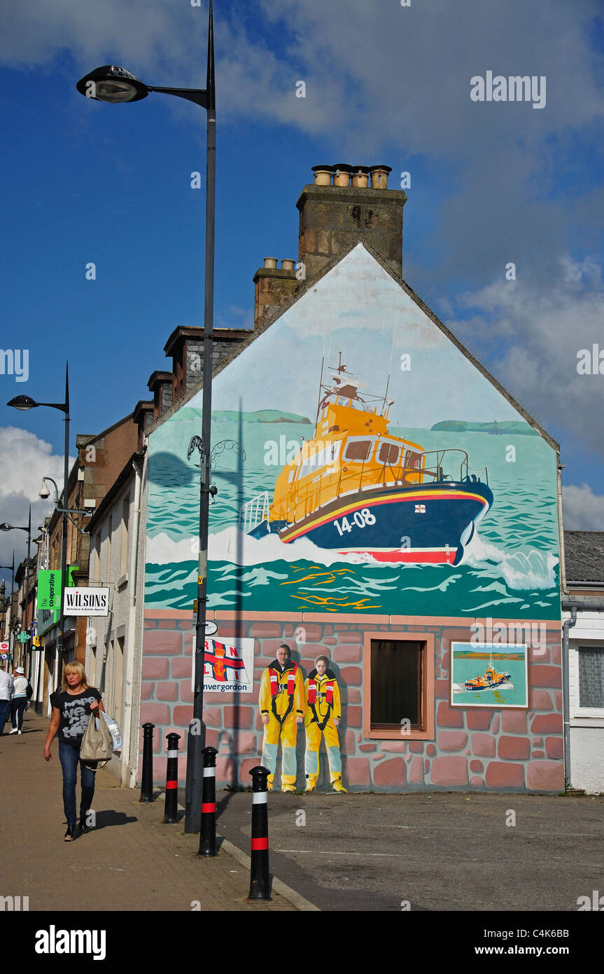 Carta murale, High Street, Invergordon, Highland, Scotland, Regno Unito Foto Stock