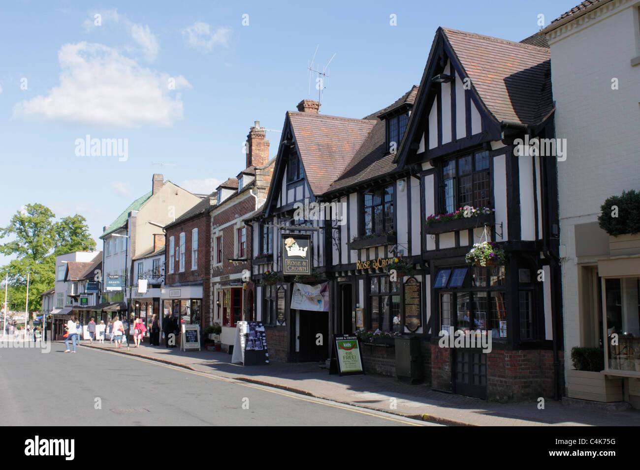 Sheep Street e il Rose and Crown pub Stratford Upon Avon Foto Stock