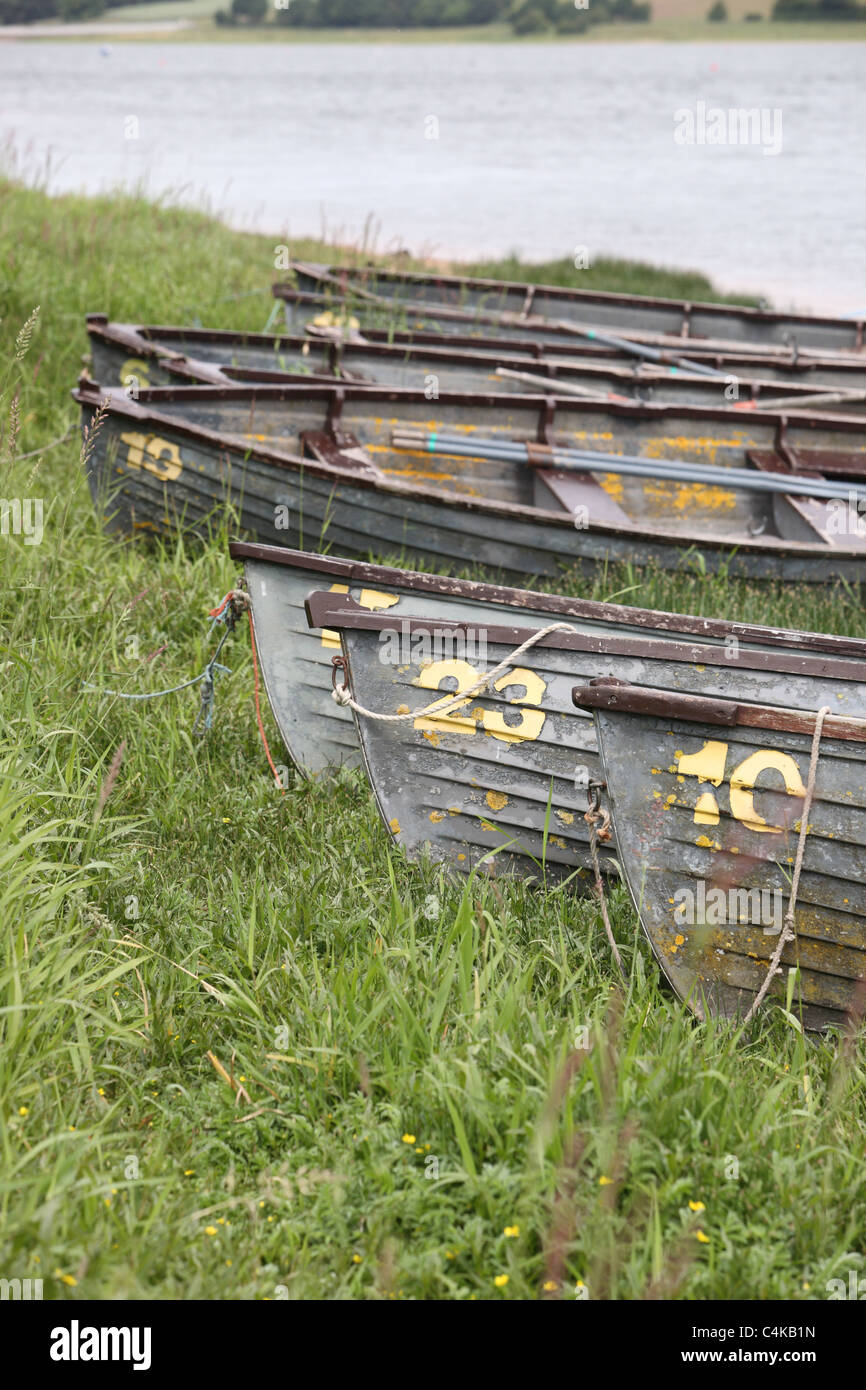 Barche di pescatori a serbatoio Blithfield Foto Stock