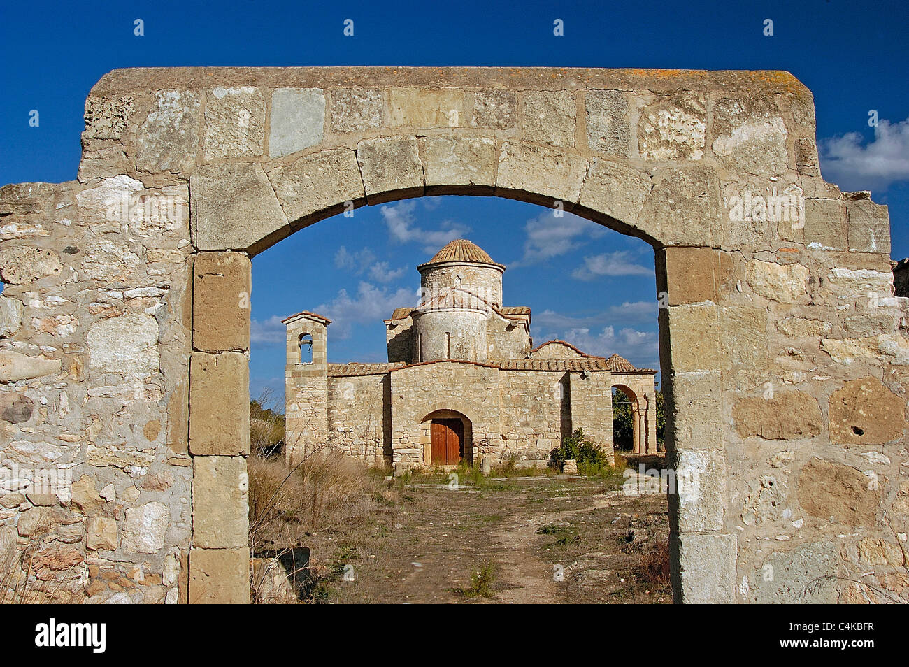 La chiesa bizantina Rizo Karpassos Cipro del Nord Foto Stock