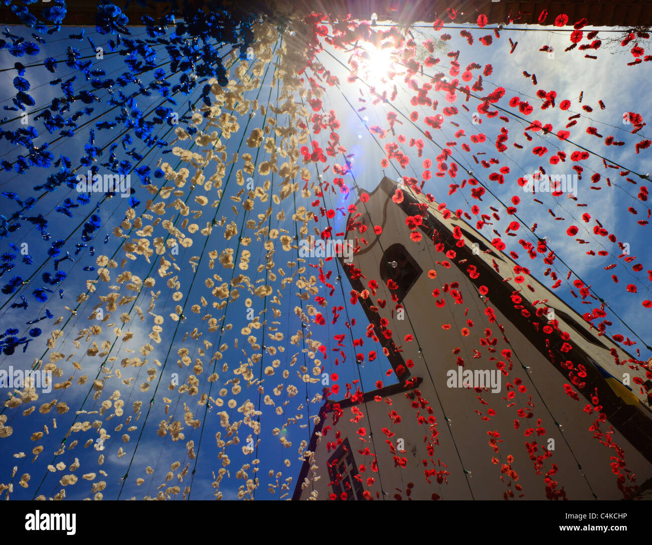 Decorazione per strada, Ponta do Sol, di Madera. Foto Stock