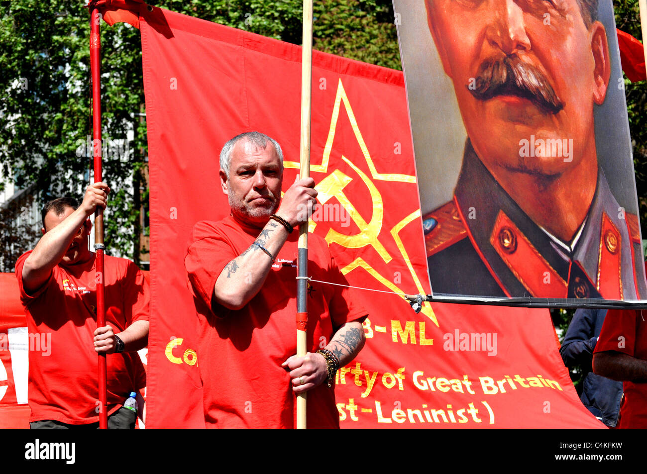 Fotografie da 2011 1 maggio lavoratori internazionali giorno marzo, rally e la successiva occupazione di Trafalgar Square. Foto Stock