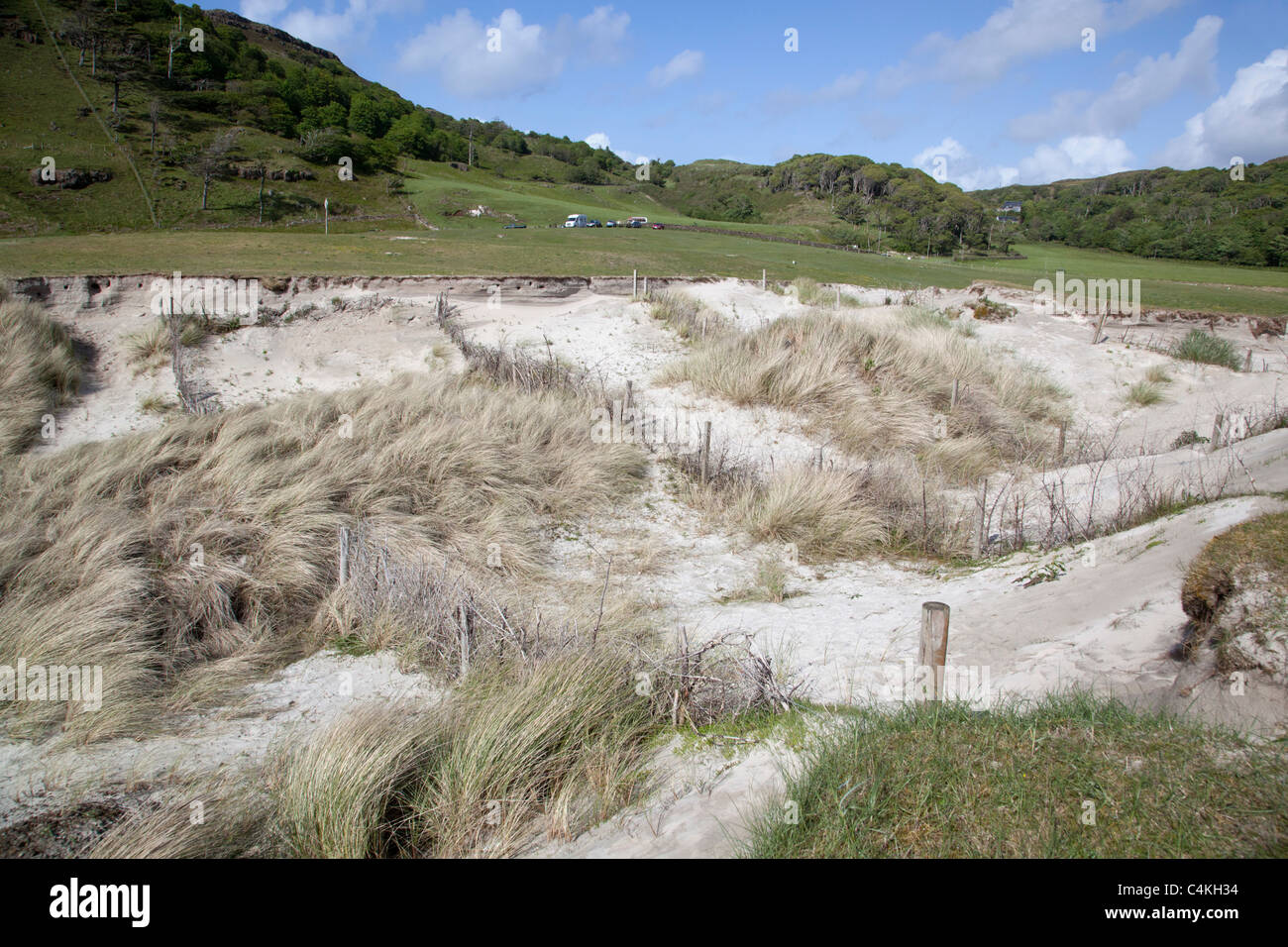 Calgary Bay; mull; dune di sabbia del restauro Foto Stock