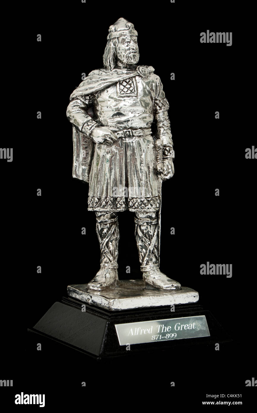 Re Alfredo il Grande (871-899) peltro scultura di Royal Hampshire fonderia d'arte Foto Stock