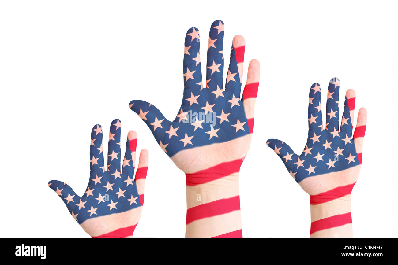Stati Uniti raished mani Foto Stock