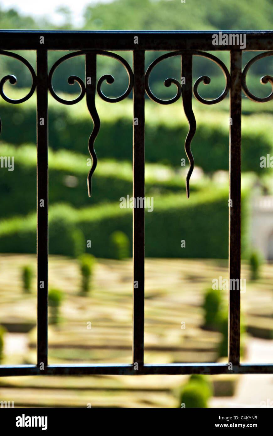 Ferro battuto balcone,Villandry Chateau,della Valle della Loira, Francia Foto Stock