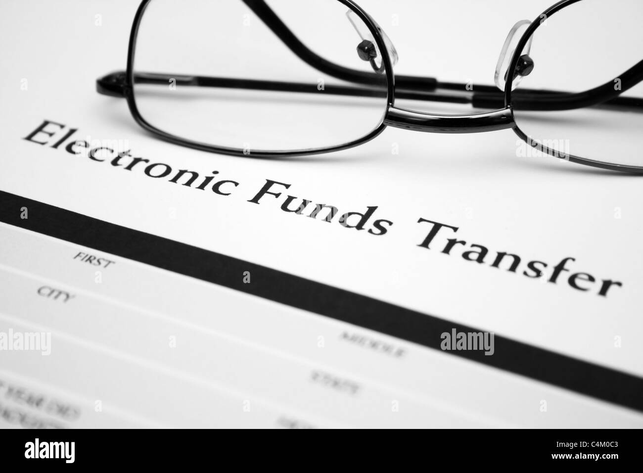 Modulo per trasferimenti elettronici di fondi Foto Stock