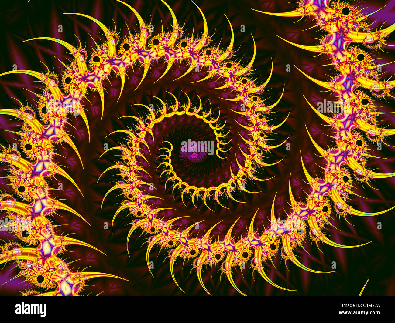 Un pungenti spirale Centipede creato utilizzando il ChaosPro programma Fractal Foto Stock