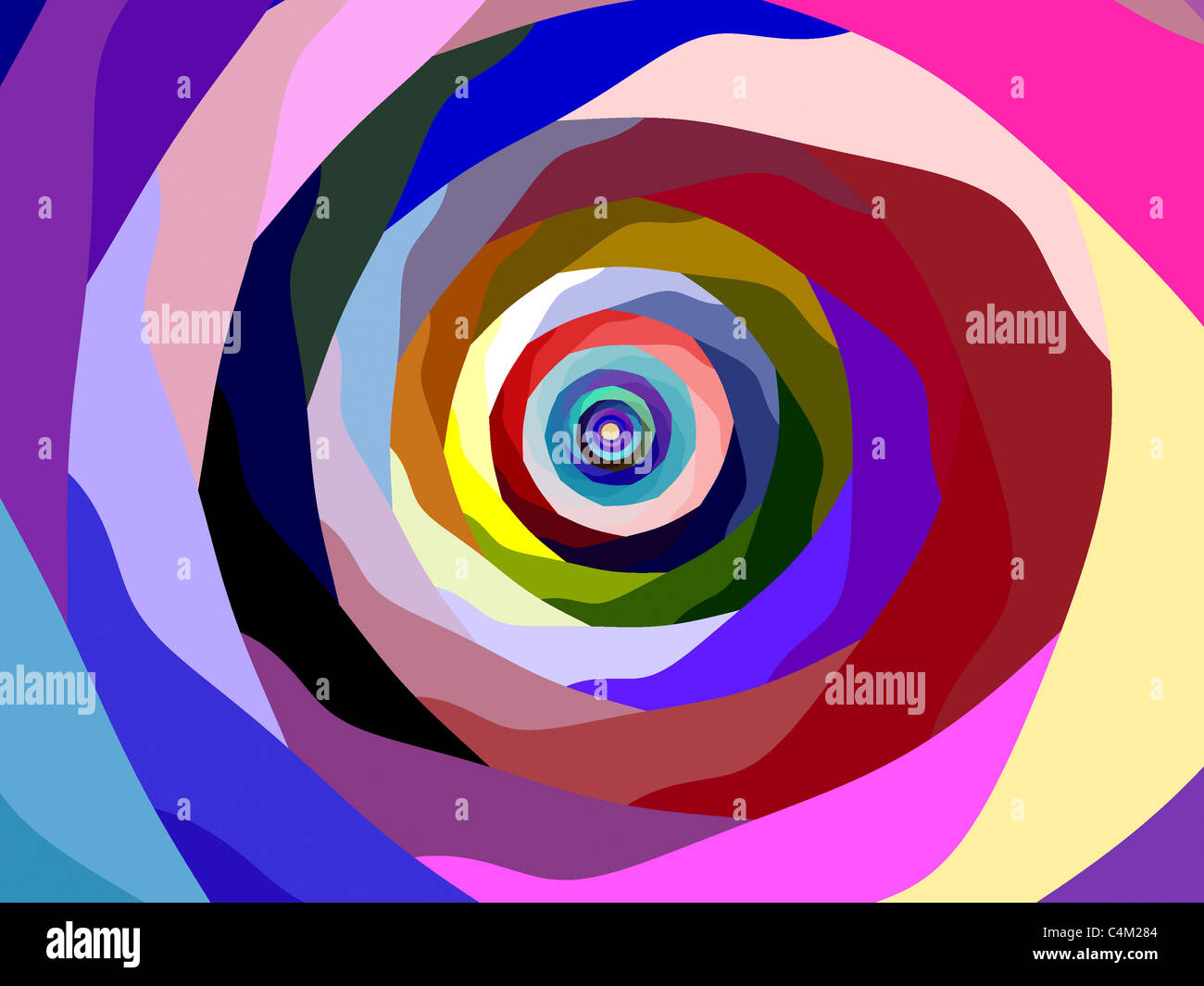 Discesa colorati all'infinito creato utilizzando ChaosPro programma Fractal Foto Stock
