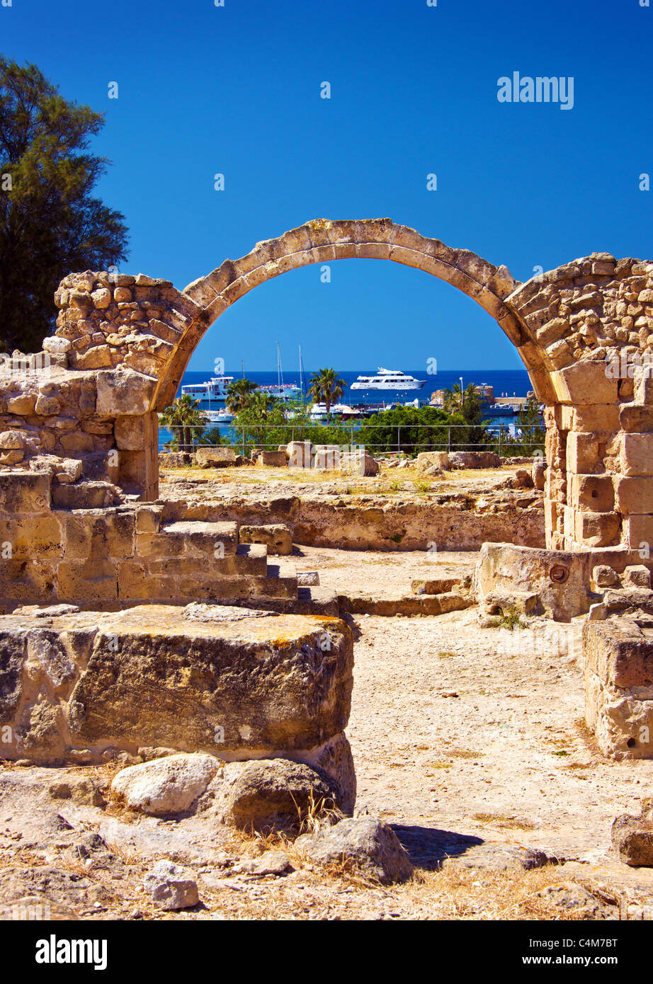 Paphos Parco Archeologico rovine,Pafos harbour,Cipro Foto Stock