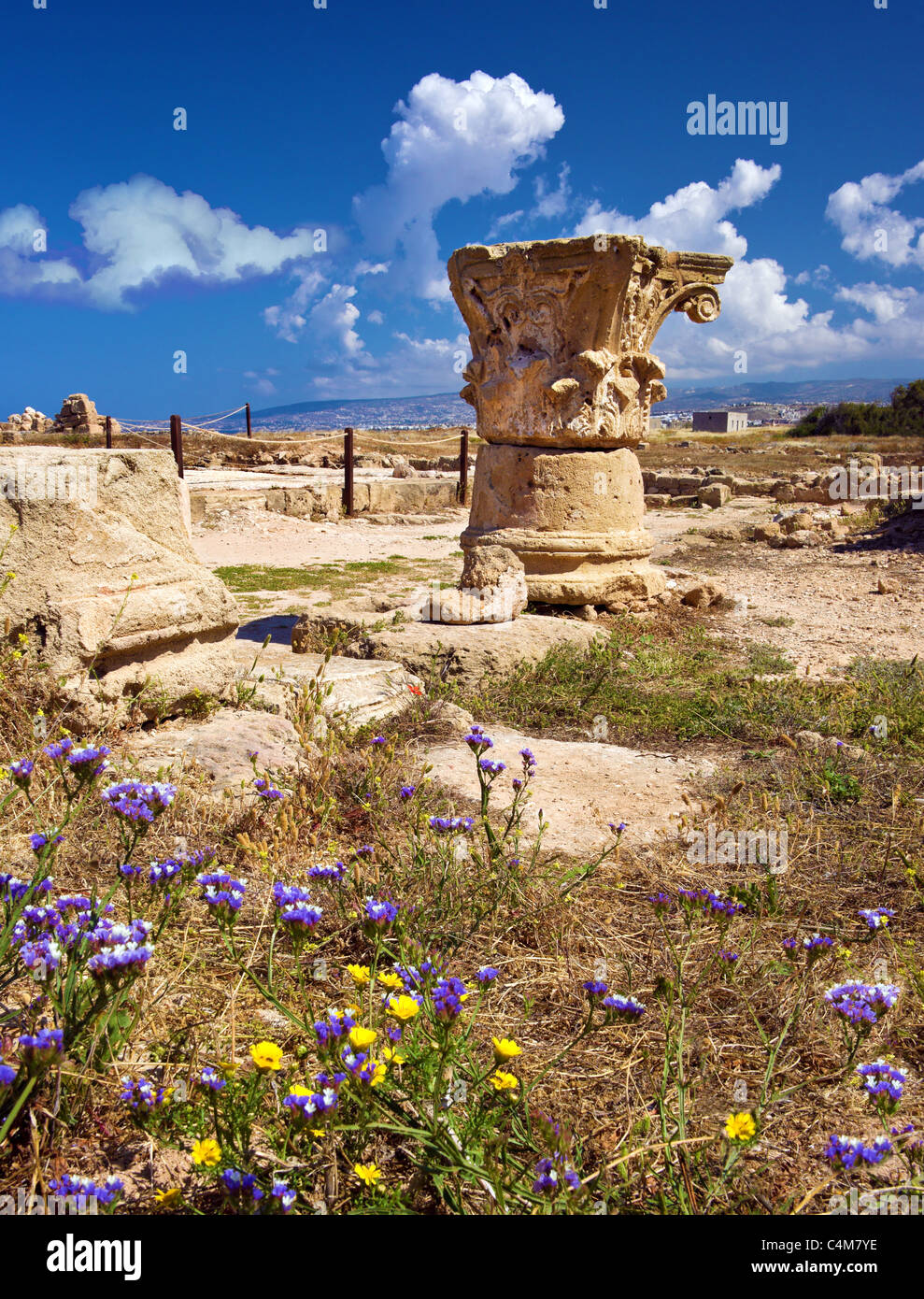 Colonna Romana, casa di Teseo,Parco Archeologico,Paphos,Pafos,Cipro Foto Stock