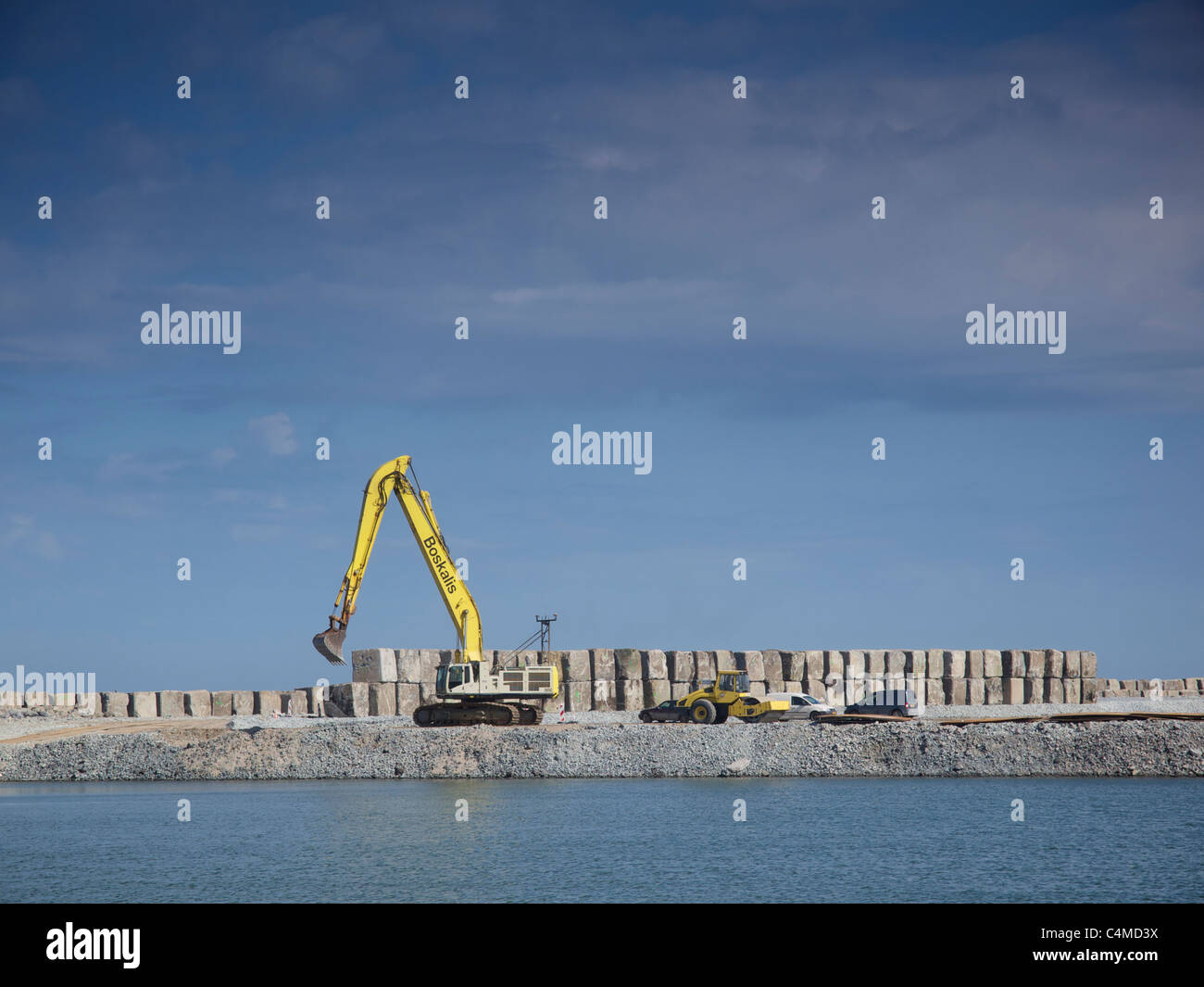 Boskalis è una delle società che costruisce Maasvlakte 2, nuova terra che sarà utilizzato per ampliare il porto di Rotterdam, NL Foto Stock