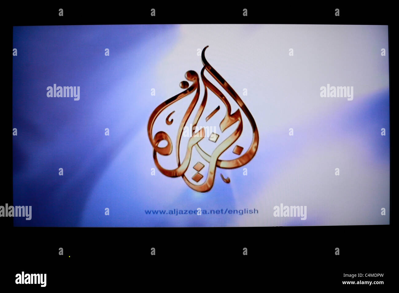 "Al Jazeera' anche Al Jazeera o JSC news bulletin screen shot Foto Stock