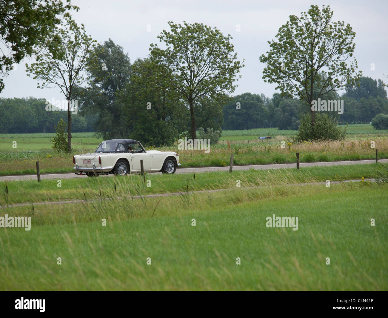 Trionfo di crema TR 4A di guida attraverso la campagna belga Foto Stock