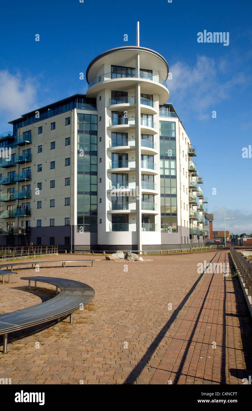 Moderno appartamento marina edifici, Newhaven, East Sussex, Inghilterra Foto Stock