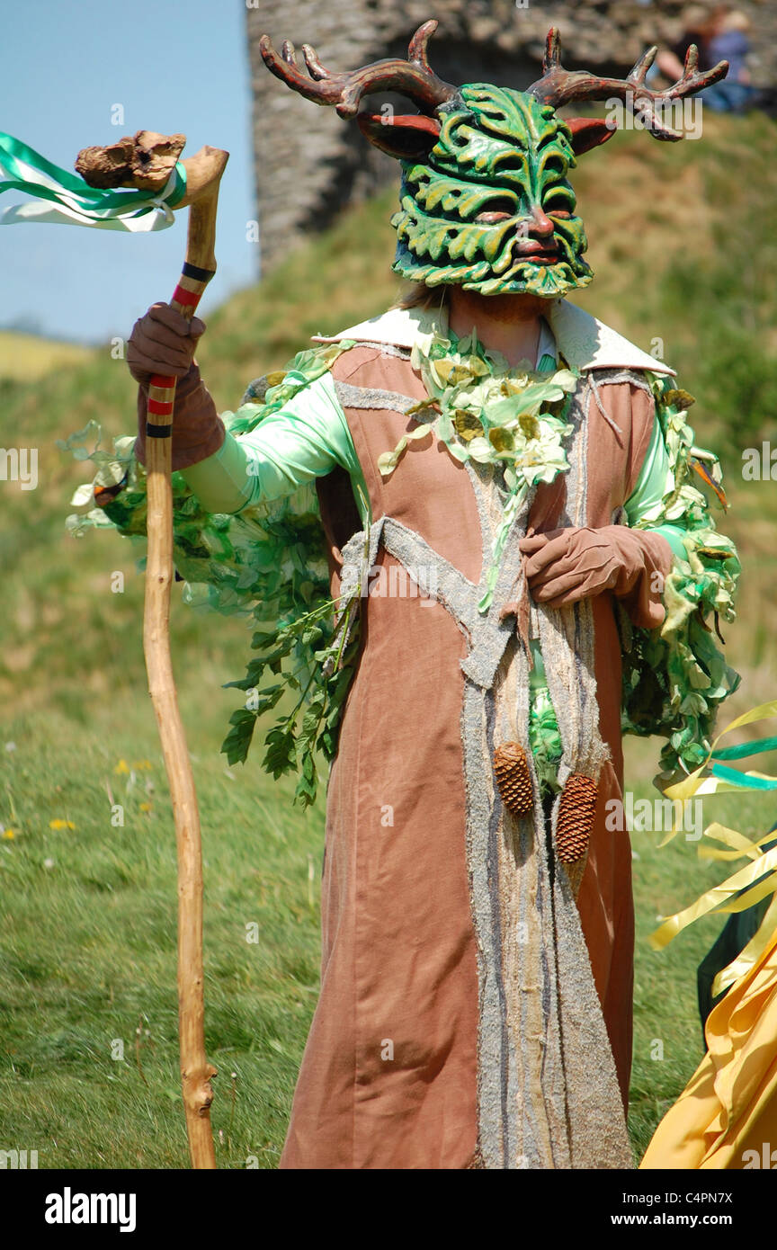 Green Man di Clun al Festival di Maggio Foto Stock