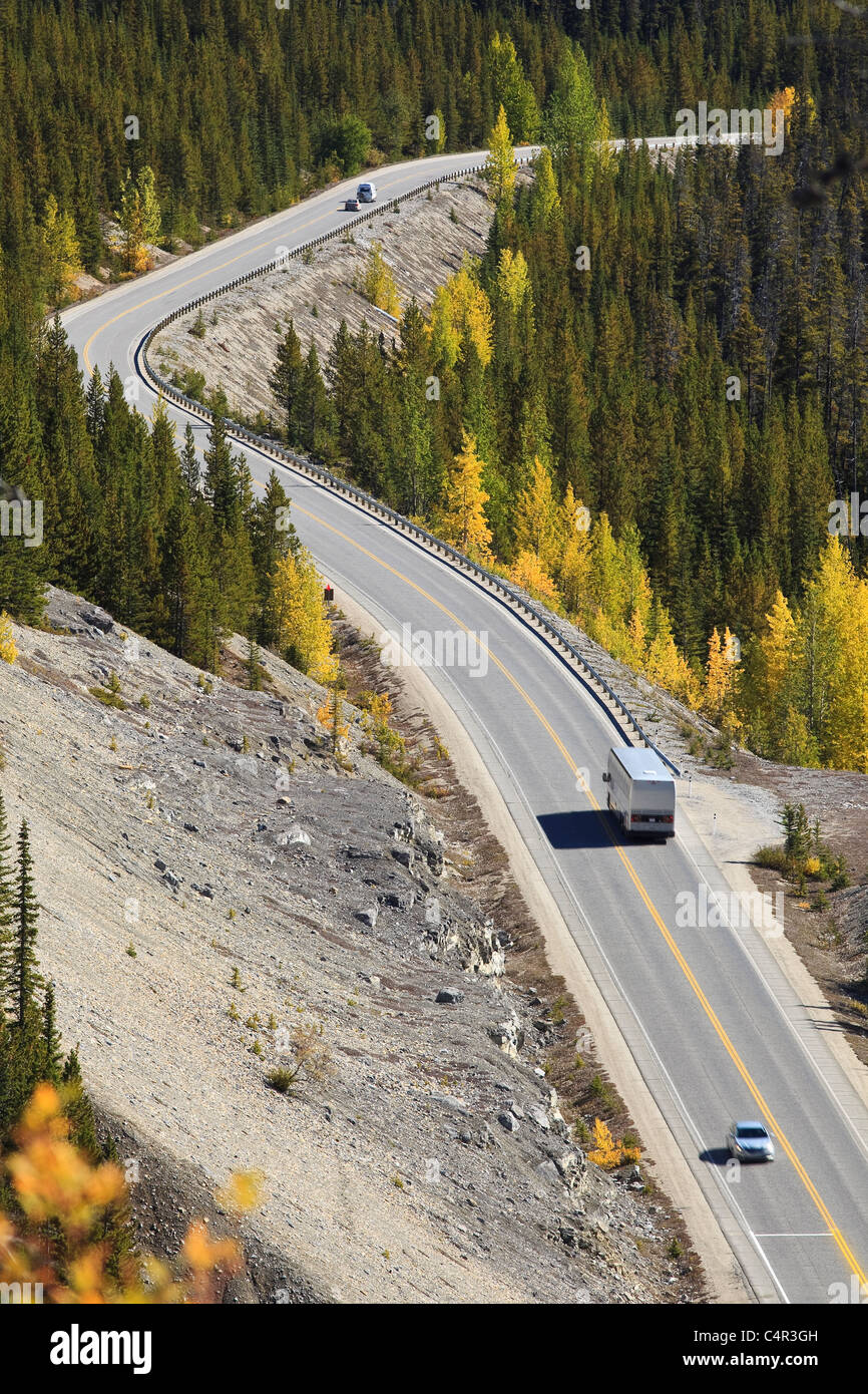 Frana accanto all'Icefields Parkway, Jasper National Park, Alberta, Canada Foto Stock