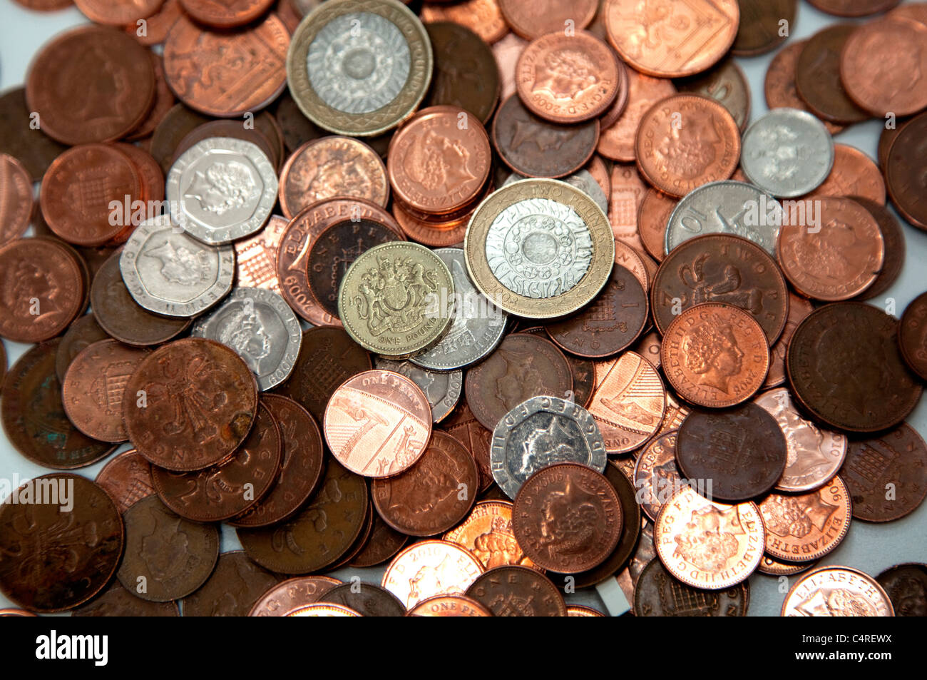 Misto di monete del Regno Unito, Londra Foto Stock