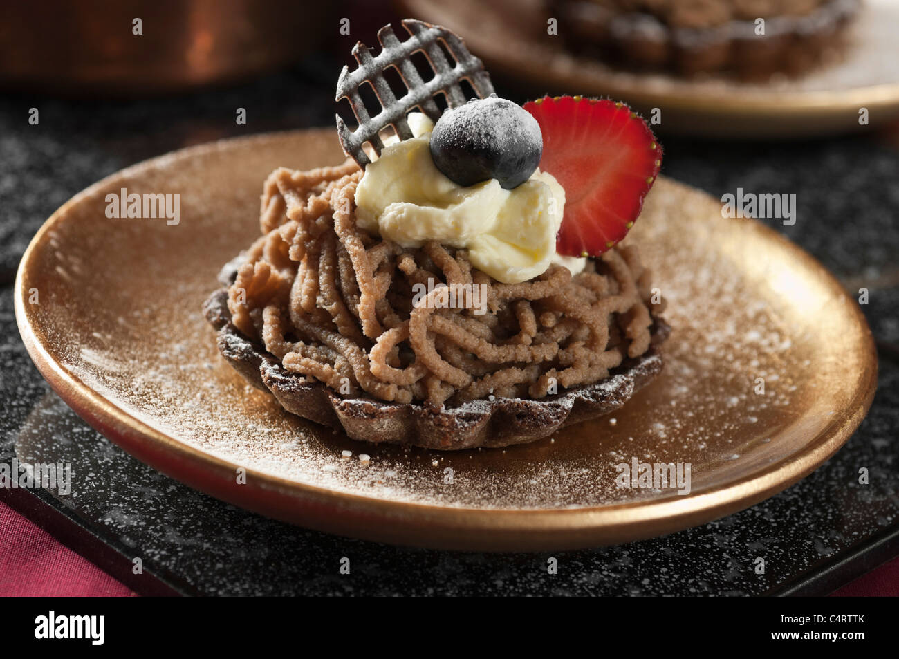 Vermicelli di castagne dessert Foto Stock