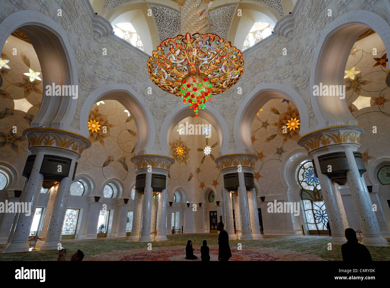 Lo sceicco Zayed moschea, Abu Dhabi, Emirati arabi uniti Foto Stock