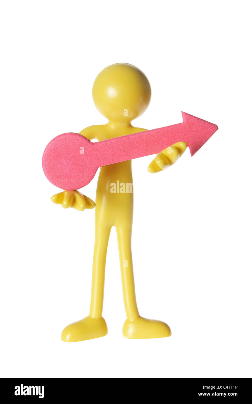 Gomma in miniatura nella figura con la freccia Foto Stock