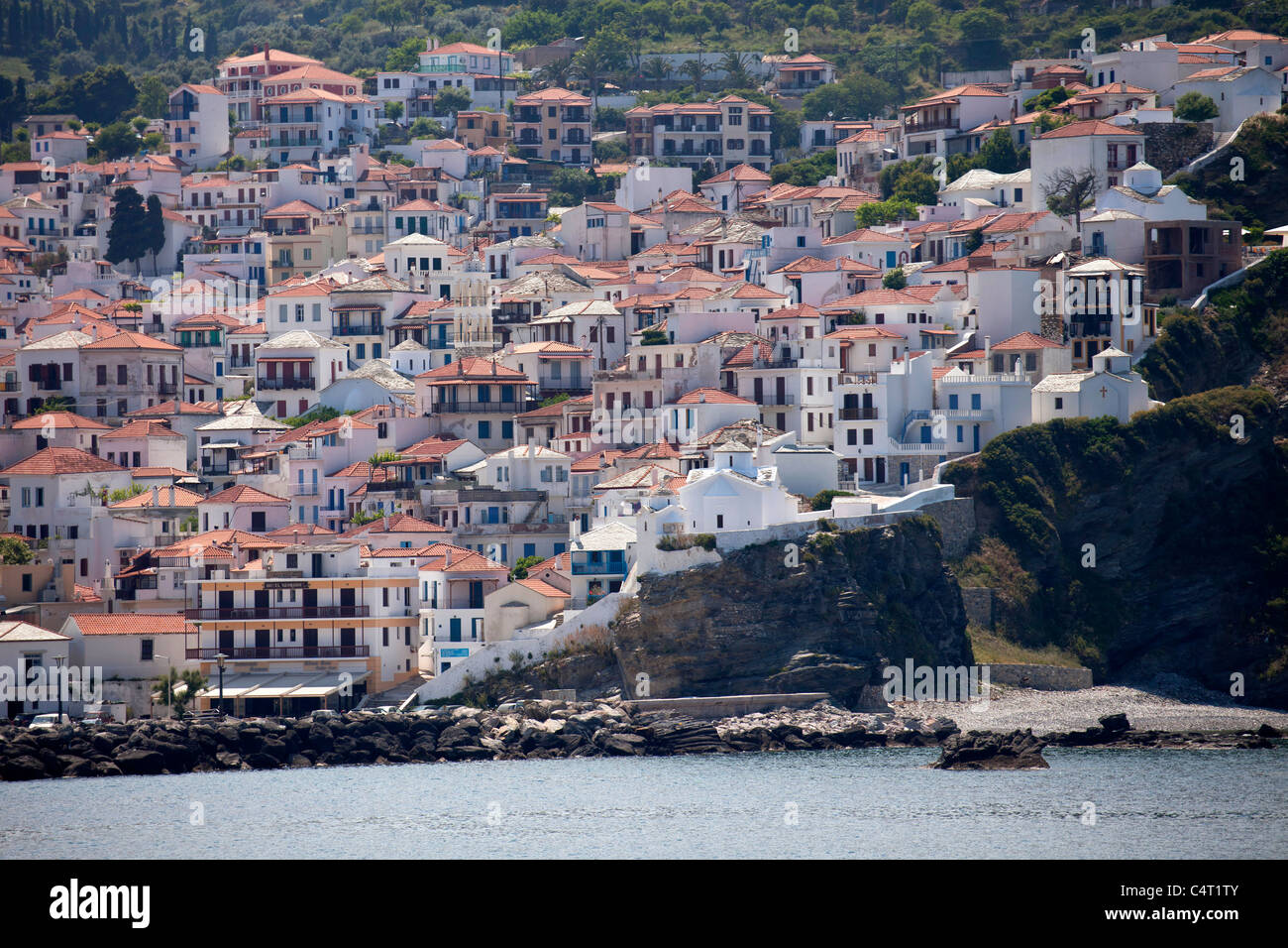 Città di Skopelos, Skopelos Island, Sporadi settentrionali, Grecia Foto Stock