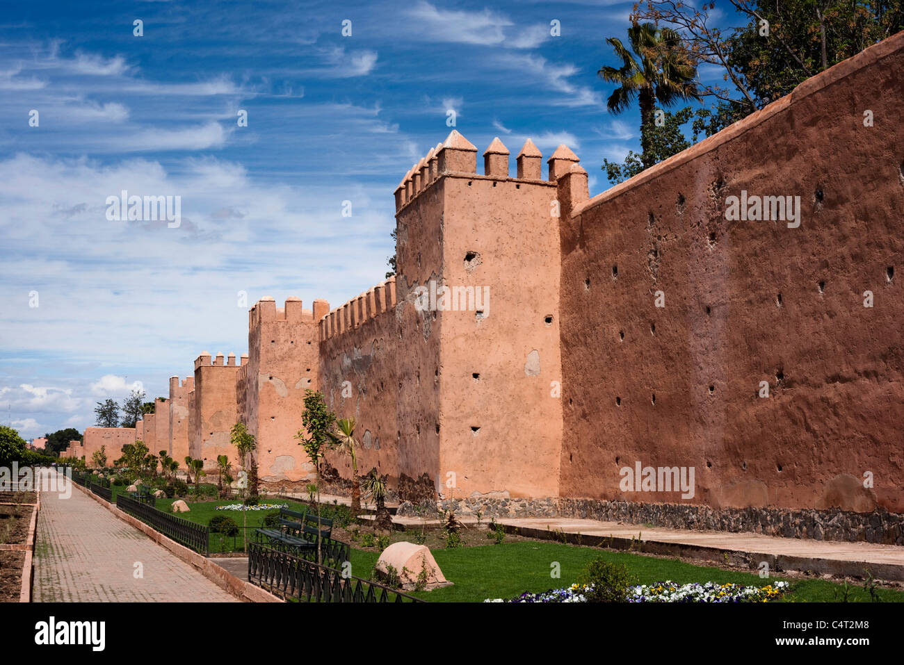 Le mura della città vecchia, Marrakech, Marocco. Foto Stock