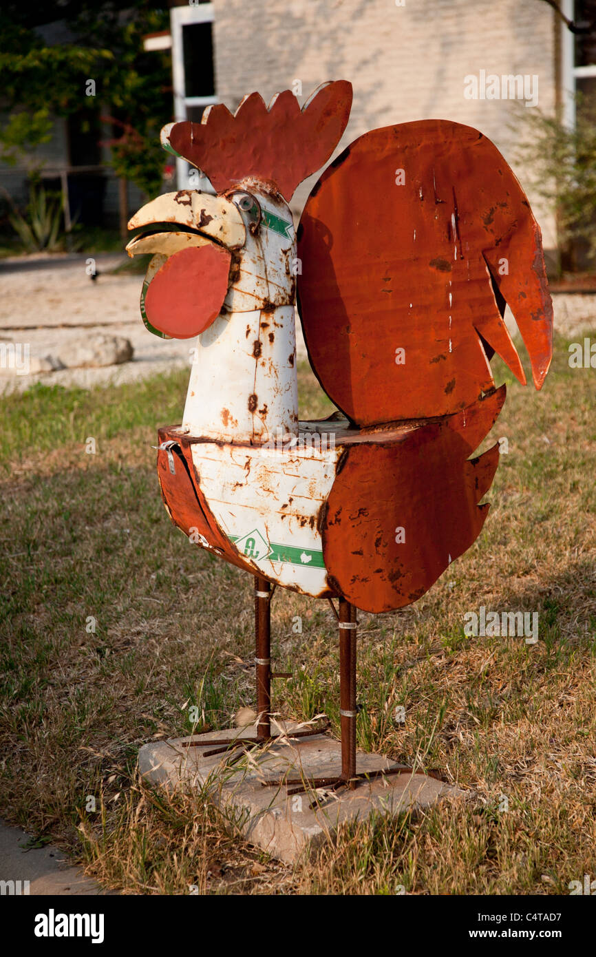 Pollo cantiere di diversa natura - Gallo di metallo arte di Austin in Texas Foto Stock