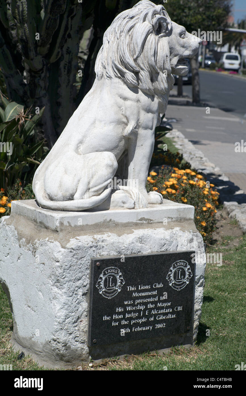 Leone di pietra monumento Lions Club Gibilterra Foto Stock